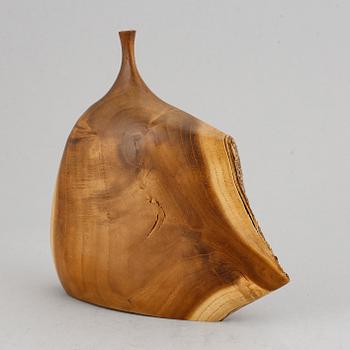 Doug Ayers, Orange wood bottle, signed.