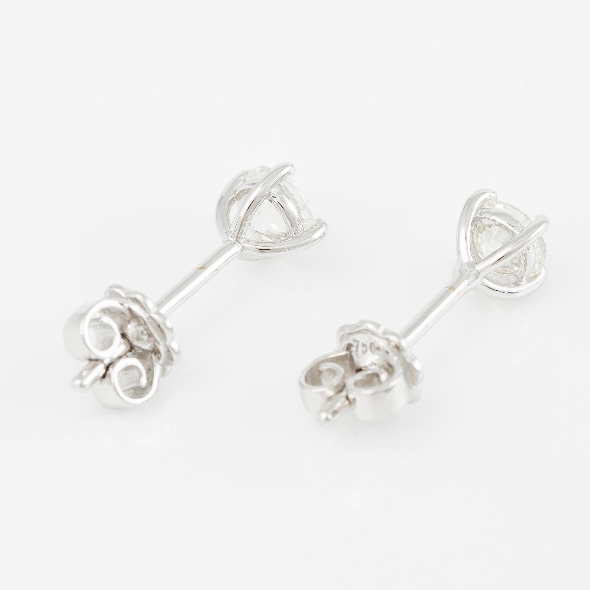 Earrings, 18K white gold with brilliant-cut diamonds.