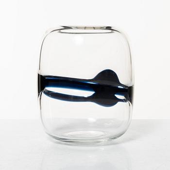 Timo Sarpaneva, a 'blues' glass vase, Finland, signed.