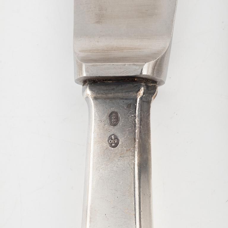 Bestickservis, 98 delar, silver, kontrollstämpel Christian F Heise, Köpenhamn omkring 1920.