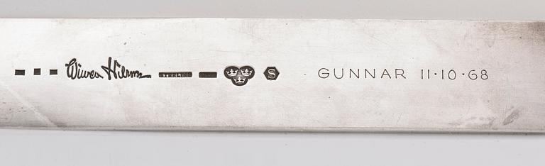 A Swedish 20th century sterling silver letter knife mark of WIWEN NILSSON Lund 1952 (?), total weight  ca 210 gr.