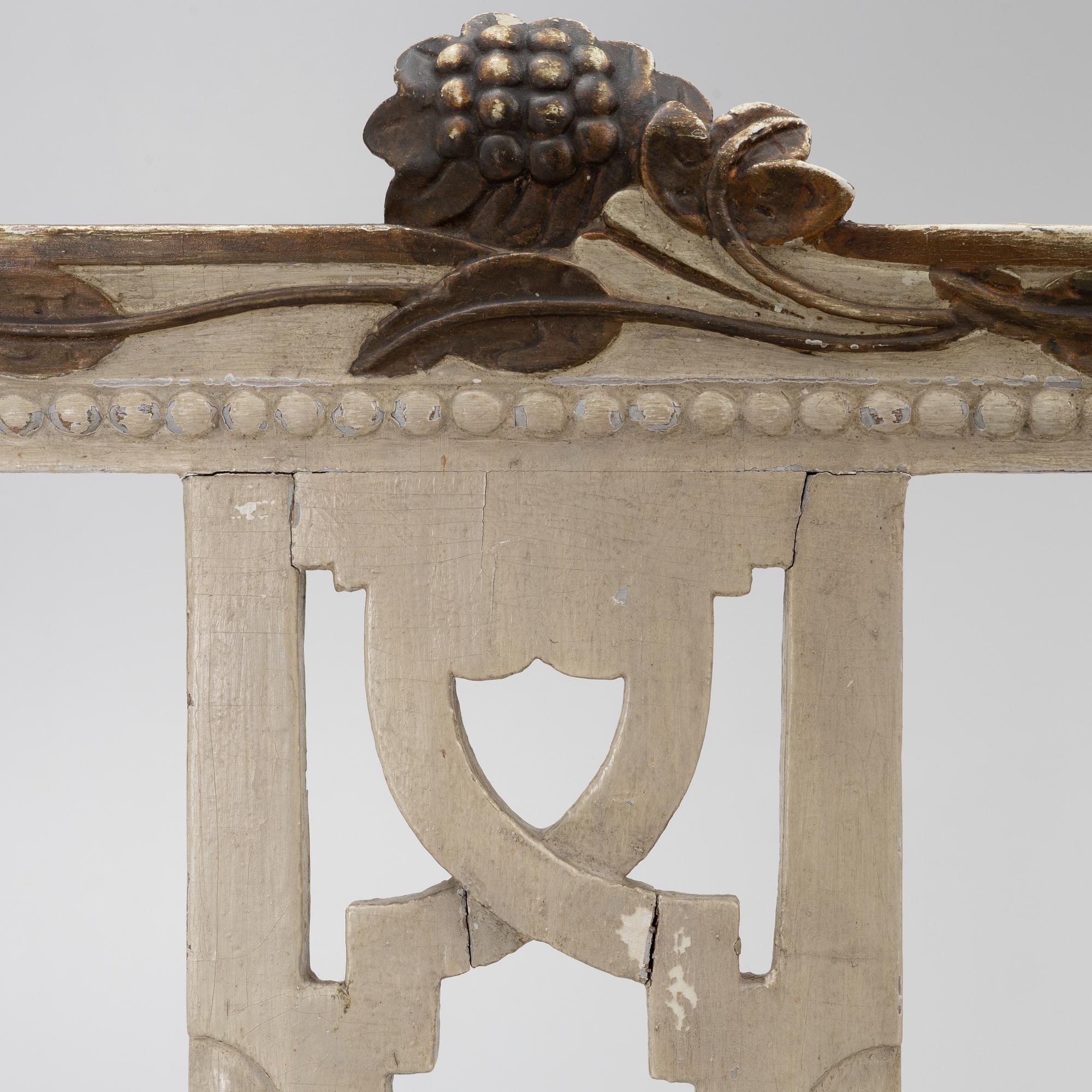 Four late-Gustavian chairs, Lindome, Sweden, around 1800.
