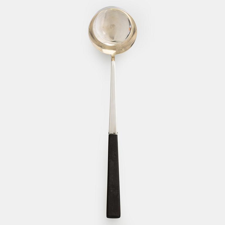 Mauno Honkanen, Sauce bowl with ladle, silver and rosewood, Tillander, Helsinki, 1958 and 1960.