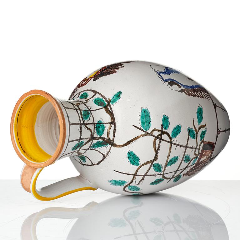 Wilhelm Kåge, a faience vase with handle, Gustavsberg Studio, Sweden, 1942.