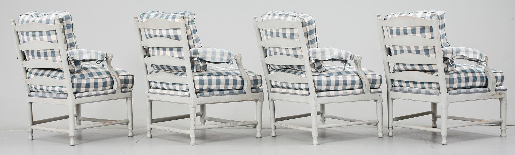 FÅTÖLJER samt BORD, 5 delar,  gustaviansk stil "Gripsholmsmodell", 1900-tal.