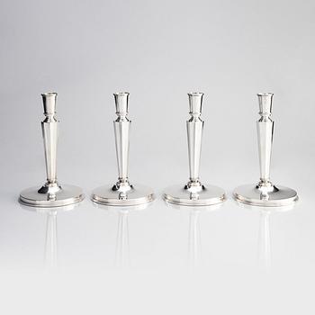 Atelier Borgila, a set of 4 sterling silver candlesticks, Stockholm 1961.