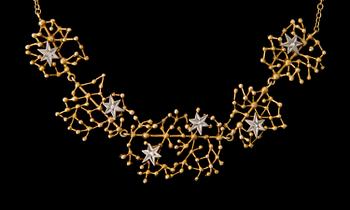 NECKLACE, "Tähtitaivas", 8/8 cut diamonds, 14K gold. Kultakeskus 1974.