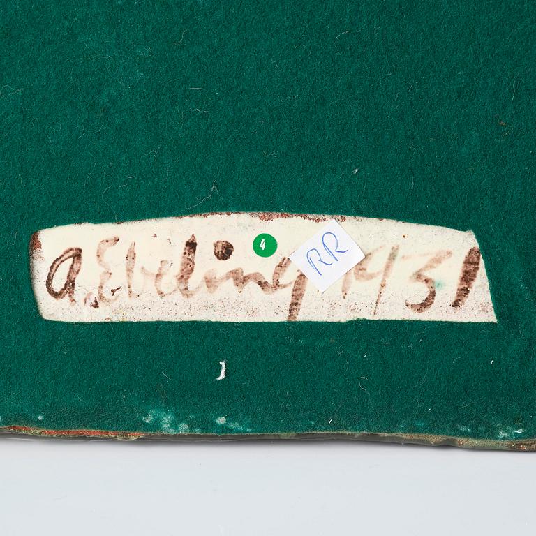 Allan Ebeling, a glazed ceramic sculpture of an elephant, Torshälla 1931.