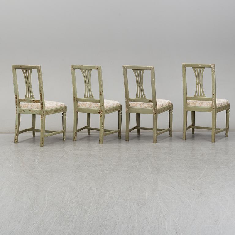 Four late 18th century Gustavian chairs.