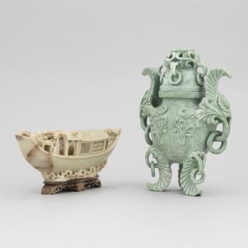 Two Chinese carved stone sculptures, 20th century.