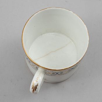 SERVISDELAR, 5 st, porslin, troligen La Courtille, Paris, empire, 1800-talets första hälft.