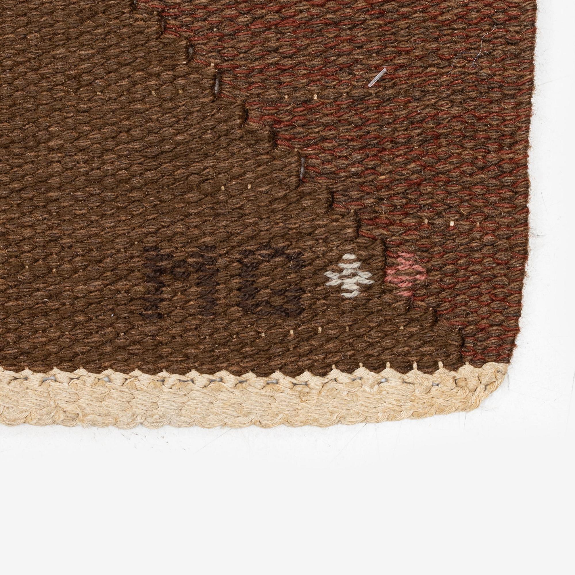Margareta Grandin-Nettles, a carpet, flat weave, c. 278 x 275 cm, signed GLH MG.