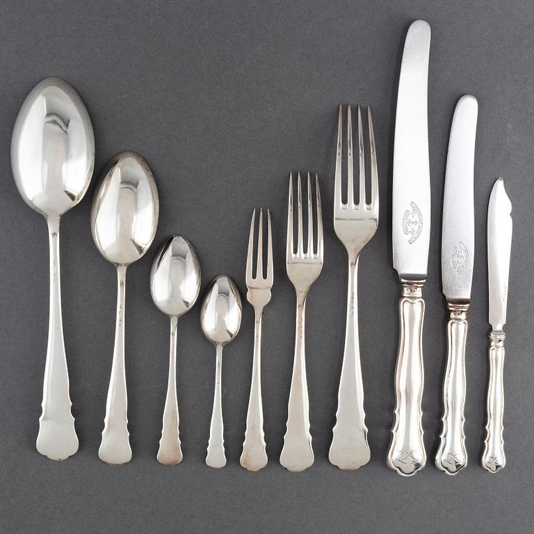 A Swedish 263 piece silver table-cutlery, marked NK, Stockholm 1917.