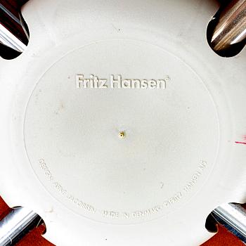 A set of six Arne Jacobsen "Myran" leather chairs for Fritz Hansen Denmark, later part of the 20th century,