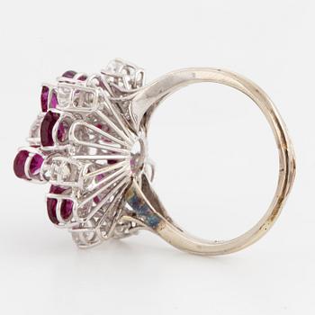 A ruby and brilliant-cut diamond cocktail ring.