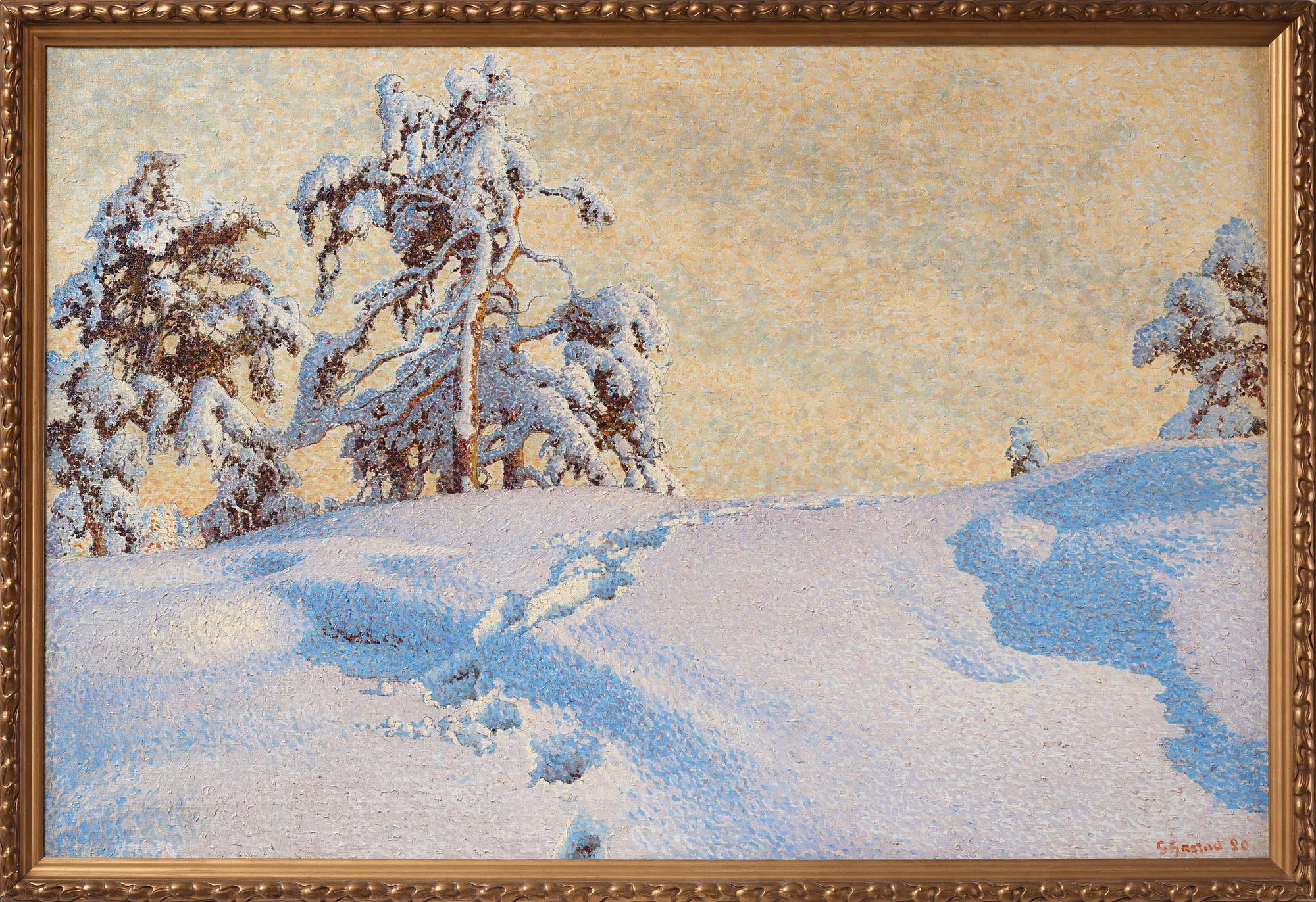 Gustaf Fjaestad, Snowy landscape.