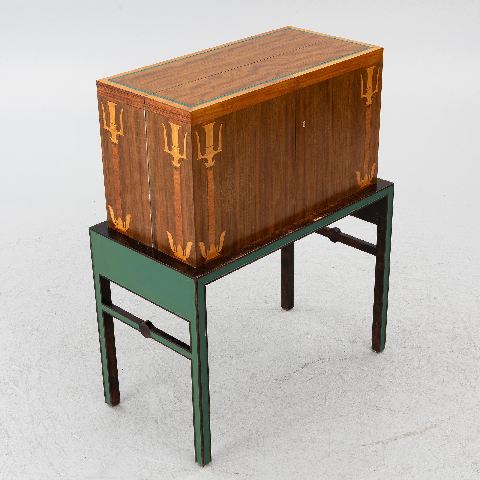 A drinks cabinet with two nesting tables, Sweden, 1930s/40s.