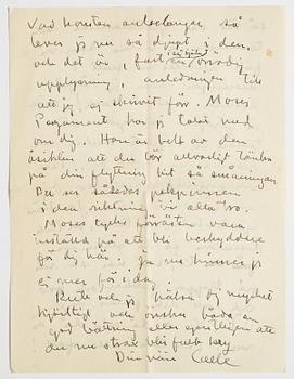 LETTER, from Carl Kylberg in Stockholm to GAN (Gösta Adrian-Nilsson) in Lund, dated 29 Mars (March) (19)28.