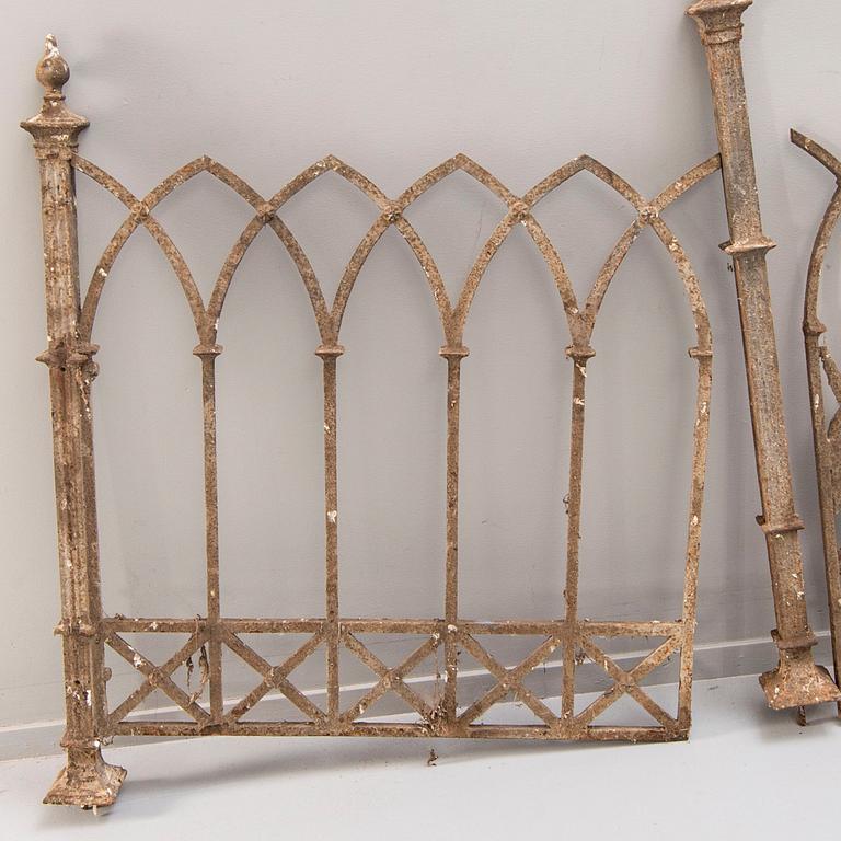 A three section cast iron Gothic fence around 1900.