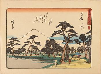 Ando Utagawa Hiroshige, after, a set of 56 woodblock prints in colours, mid 20th century.