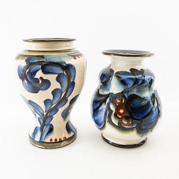 Vases 4 pcs Annashaab ceramic factory Denmark 1910s/1920s glazed earthenware.