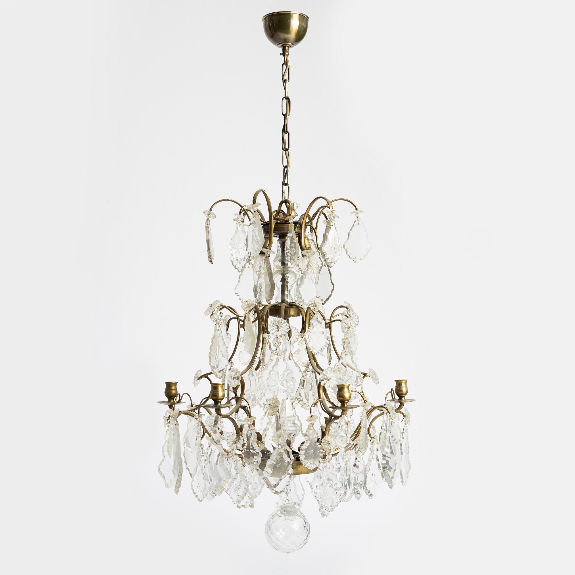 A Rococo style chandelier, first half of the 20th century.
