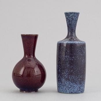 Sven Wejsfelt, a set of three stoneware vases and a bowl for Gustavsbergs studio, 1985-90.