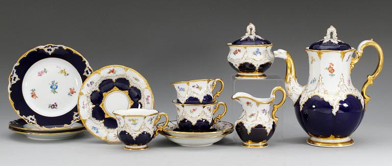 KAFFESERVIS, 9 delar, porslin. Meissen 1900-tal.