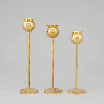 Three second half of the 20th century  candlesticks by Pierre Forssell for SKultuna Bruk.