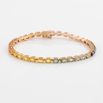 Multi coloured sapphire bracelet.