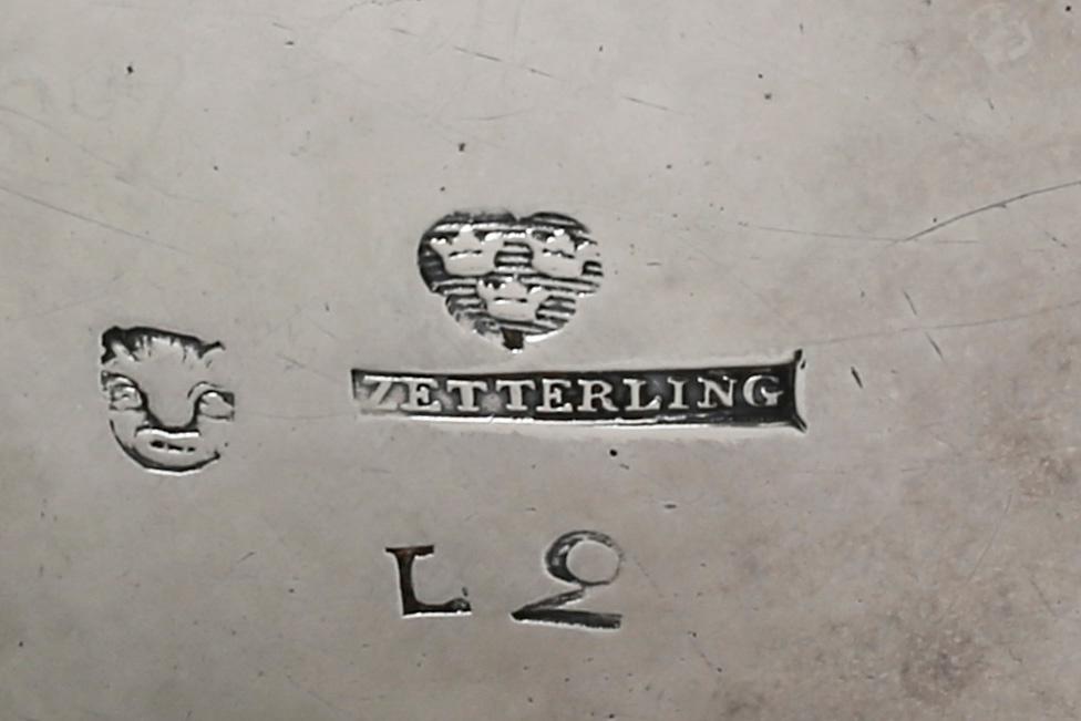 Peter Johan Zetterling chokladkanna silver Linköping 1793.