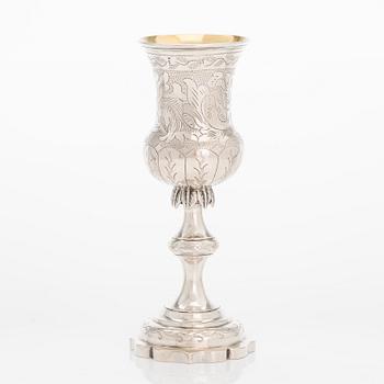 A Lithuanian silver chalice, maker's mark of Sh. Krumgal, Vilnius 1877.