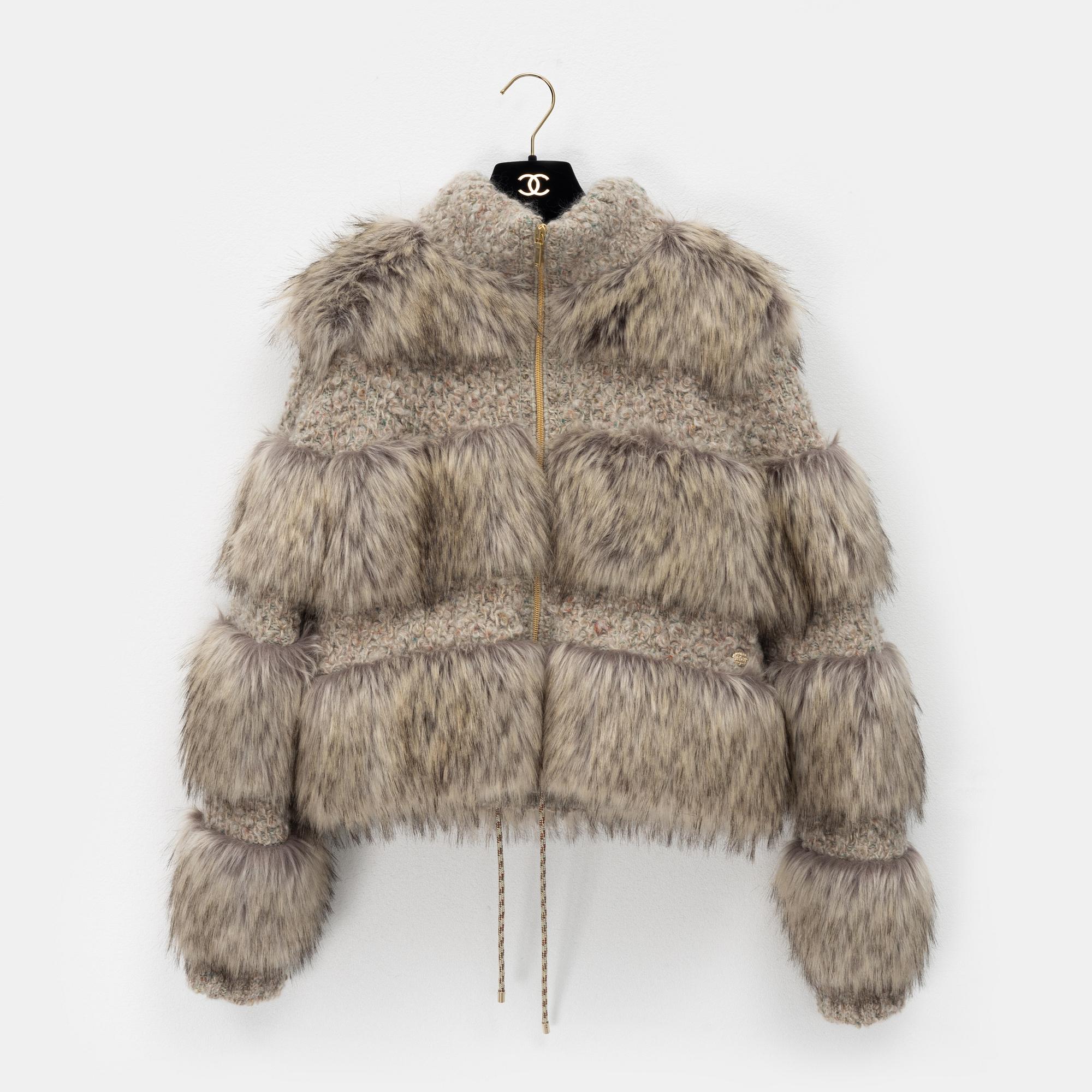 Chanel, a wool and fake fur jacket, A/W 2018/2019, size 34.