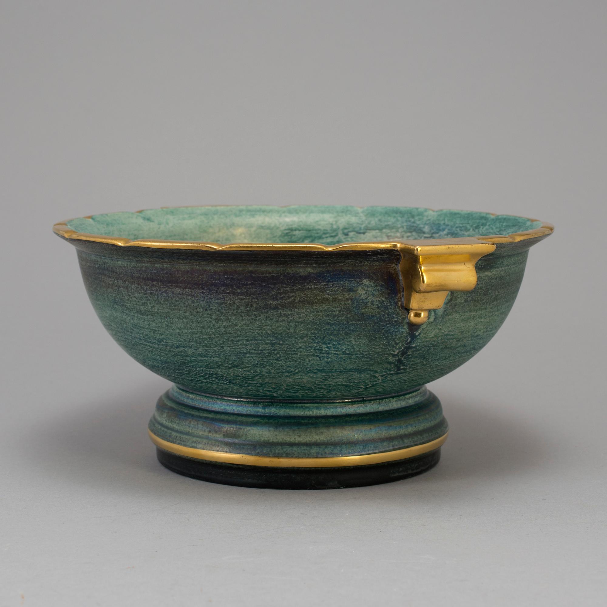 JOSEF EKBERG, skål på fot, flintgods, Gustavsberg, 1920-/30-tal.