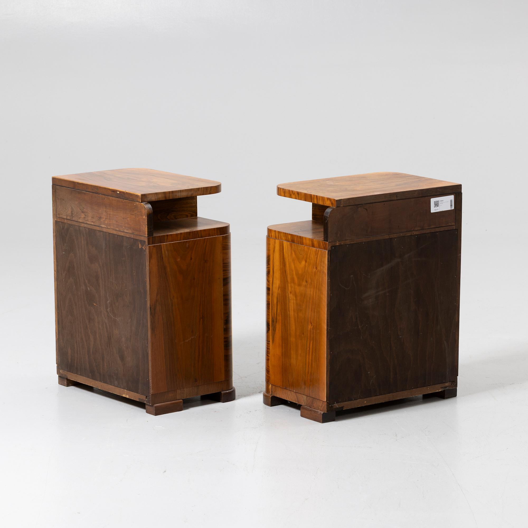 Bedside tables, a pair, first half of the 20th century.