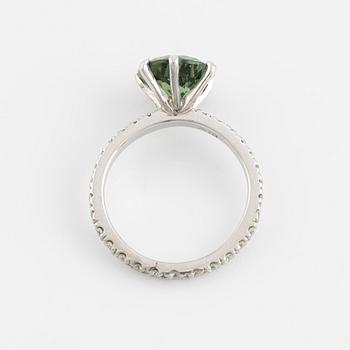 Green tourmaline and brilliant cut diamond ring, Patrik af Forselles.