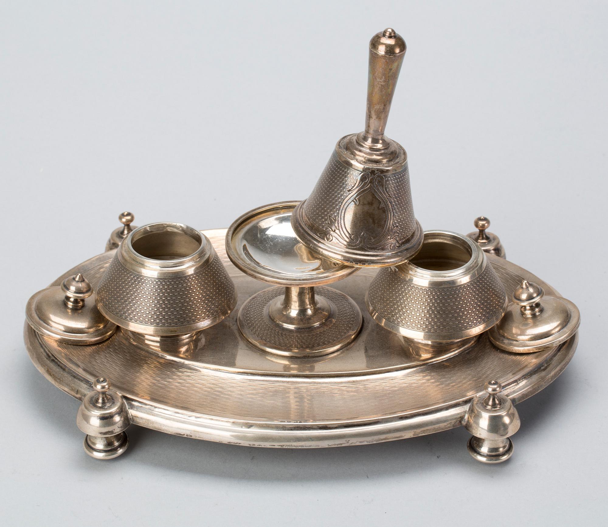 SKRIVSTÄLL, silver, 1871, vikt ca 480g.