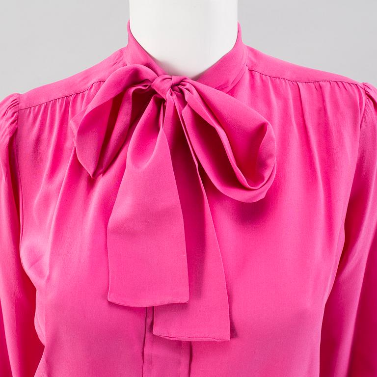 YVES SAINT LAURENT, tied blouses, 2 pieces, french size 40.