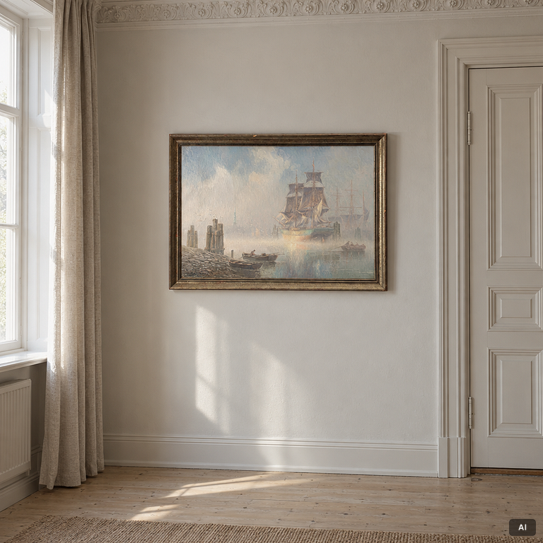 Adolf Bock, Sailing Ship at Anchor.