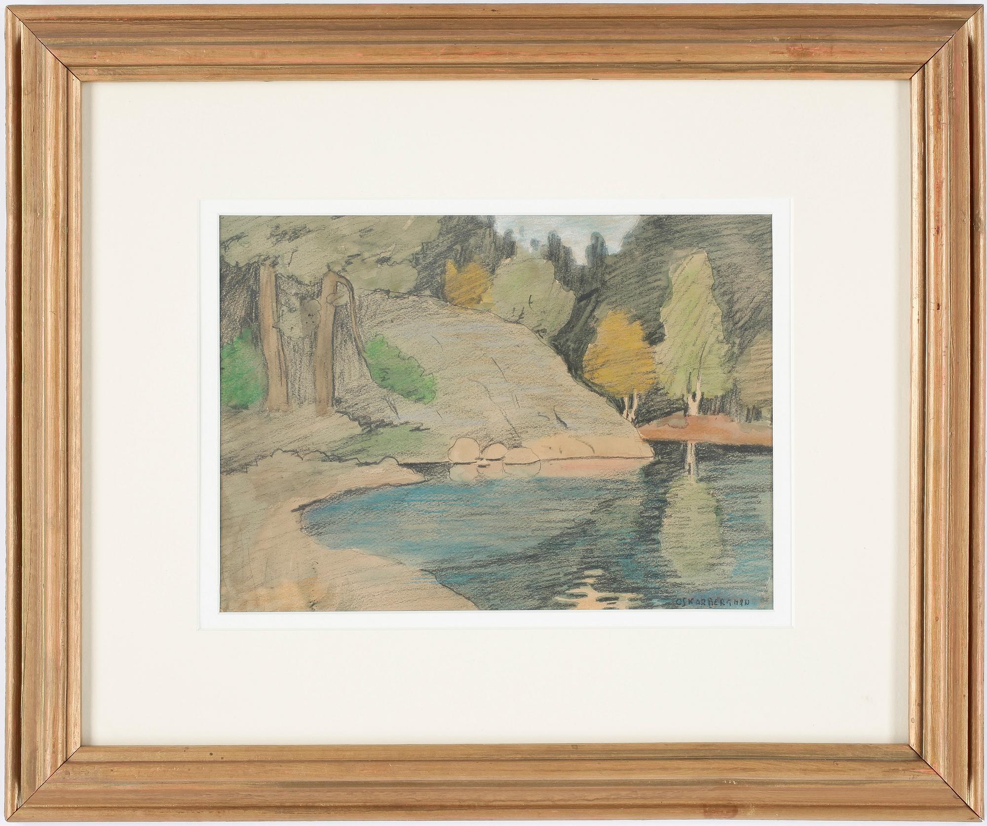 OSKAR BERGMAN. Pastell/krita. Sign Oskar Bergman.