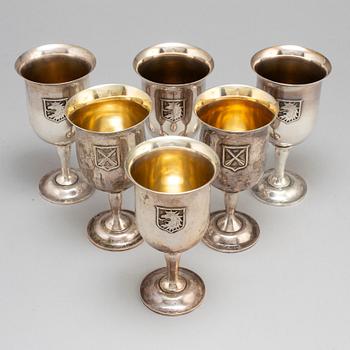 A set of six 20th century silver cups, mark of CGH, Stockholm 1957.