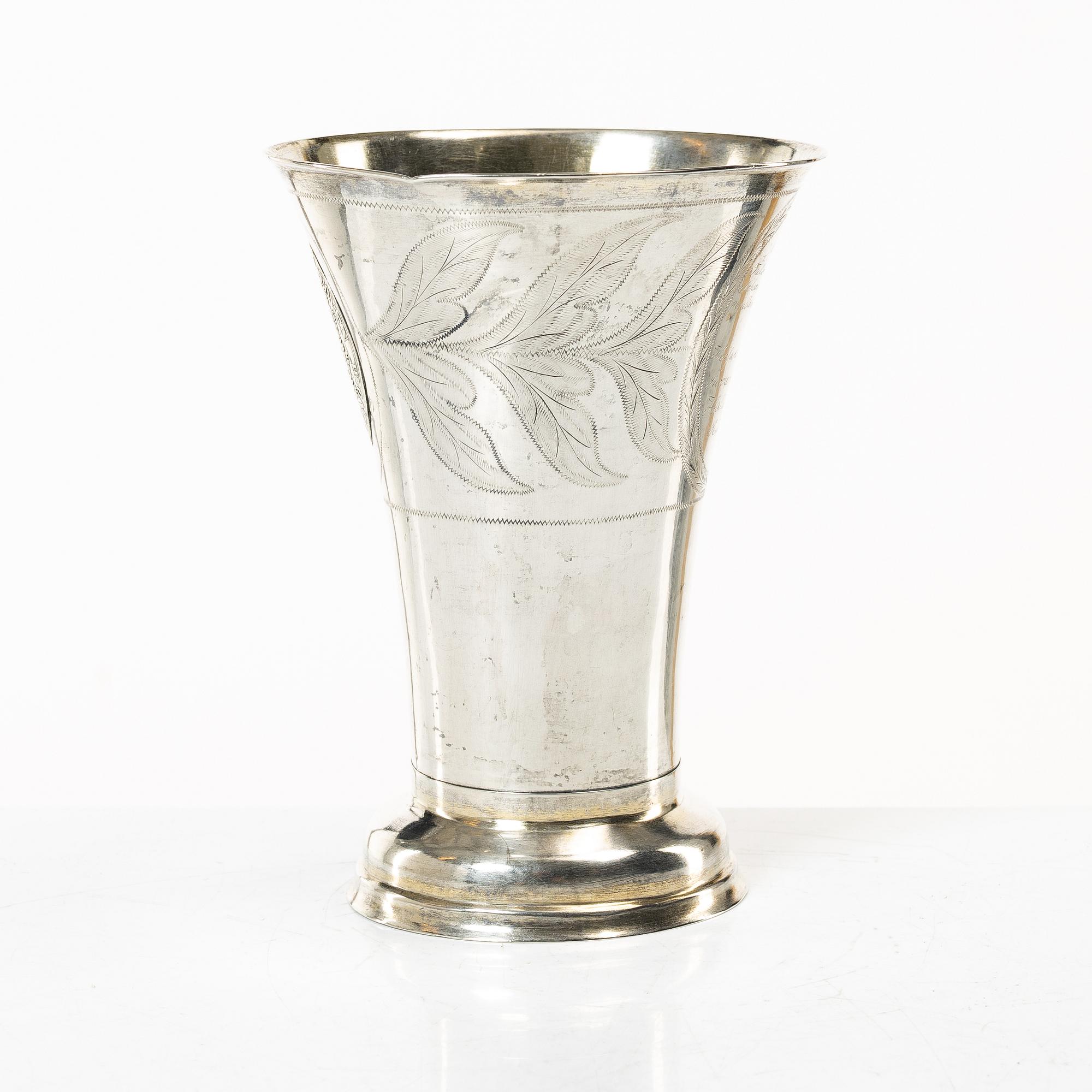 A silver beaker, mark of Carl Johan Österman, Turku, Finland 1838.
