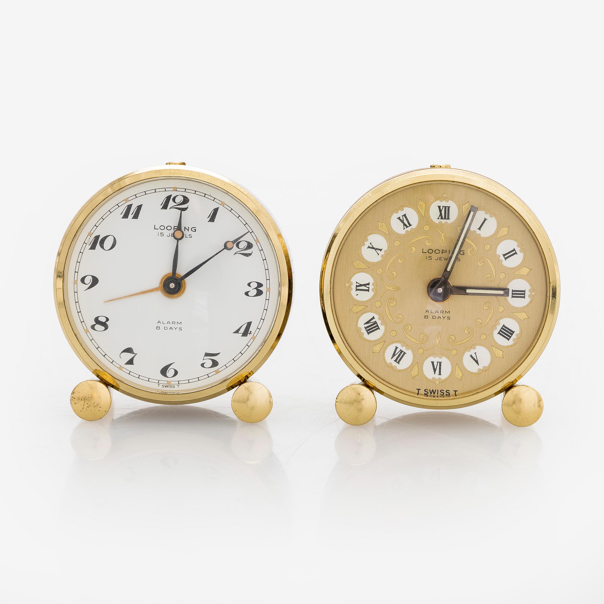Herätyskellot, 2 kpl, Looping, 8-päivää.