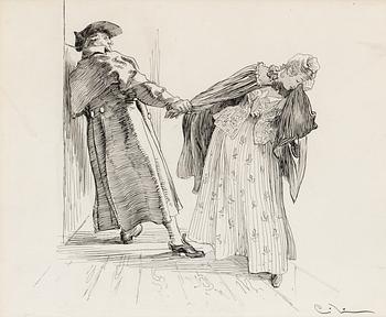 54. Carl Larsson, Figurkomposition med 1700-talsgestalter.