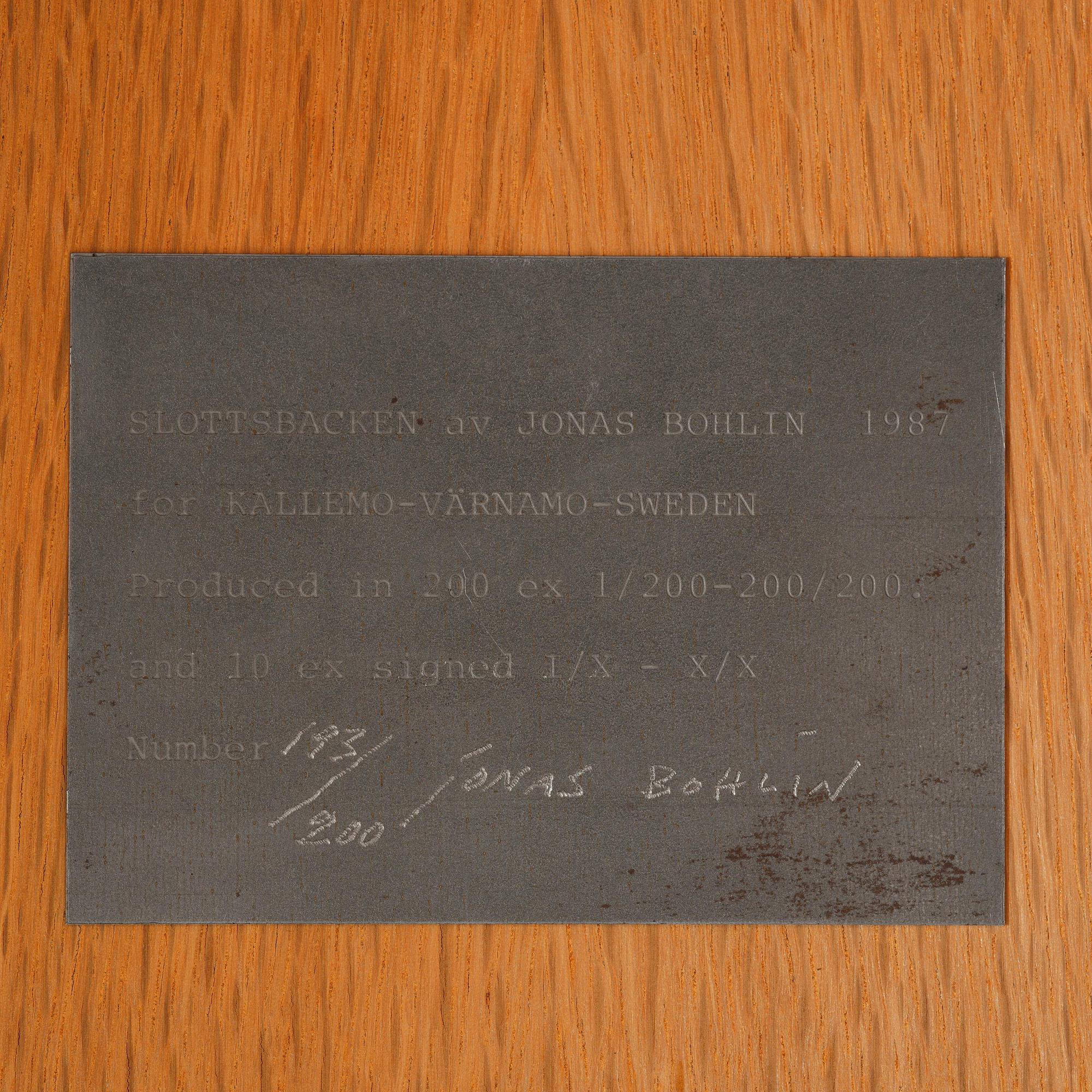 Jonas Bohlin, skåp, "Slottsbacken", ed. 193/200, Källemo, Värnamo, efter 1987.