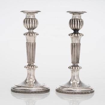A pair of silver candlesticks, maker's mark of Roland Mellin, Helsinki 1836.