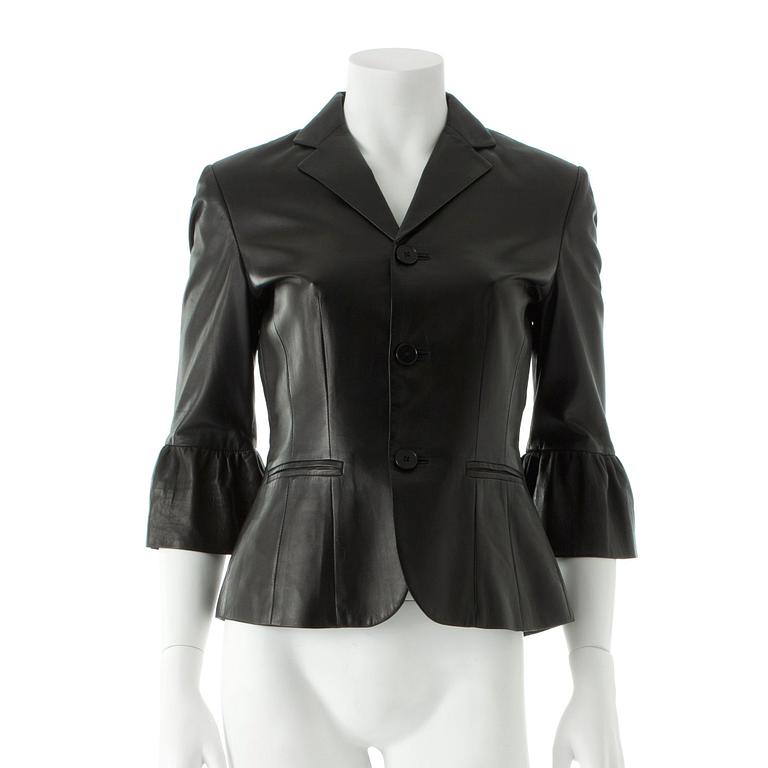 RALPH LAUREN, a black lambskin leather jacket.