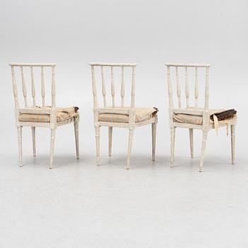 A set of six late Gustavian chairs by A. Hellman (master in Stockholm 1793-1825).