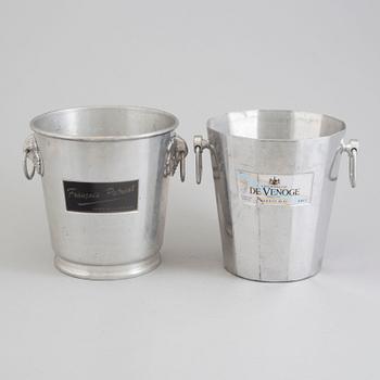 a set of aluminium champagne coolers, late 20th century.