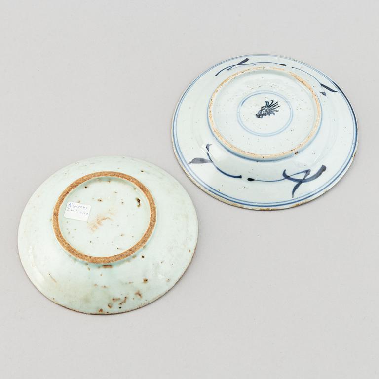 A group of 13 (11+2) blue and white bowls and dishes, Ming, Qing and, Japan, also  20th century.